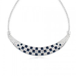 Premium quality Platinum plated with blue and white Swarovski elements collar pendant